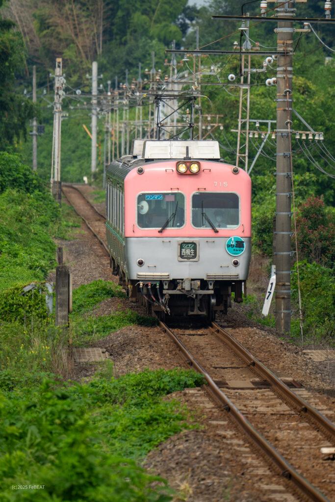 上毛電鉄上毛線を新里から新川へと走る700型