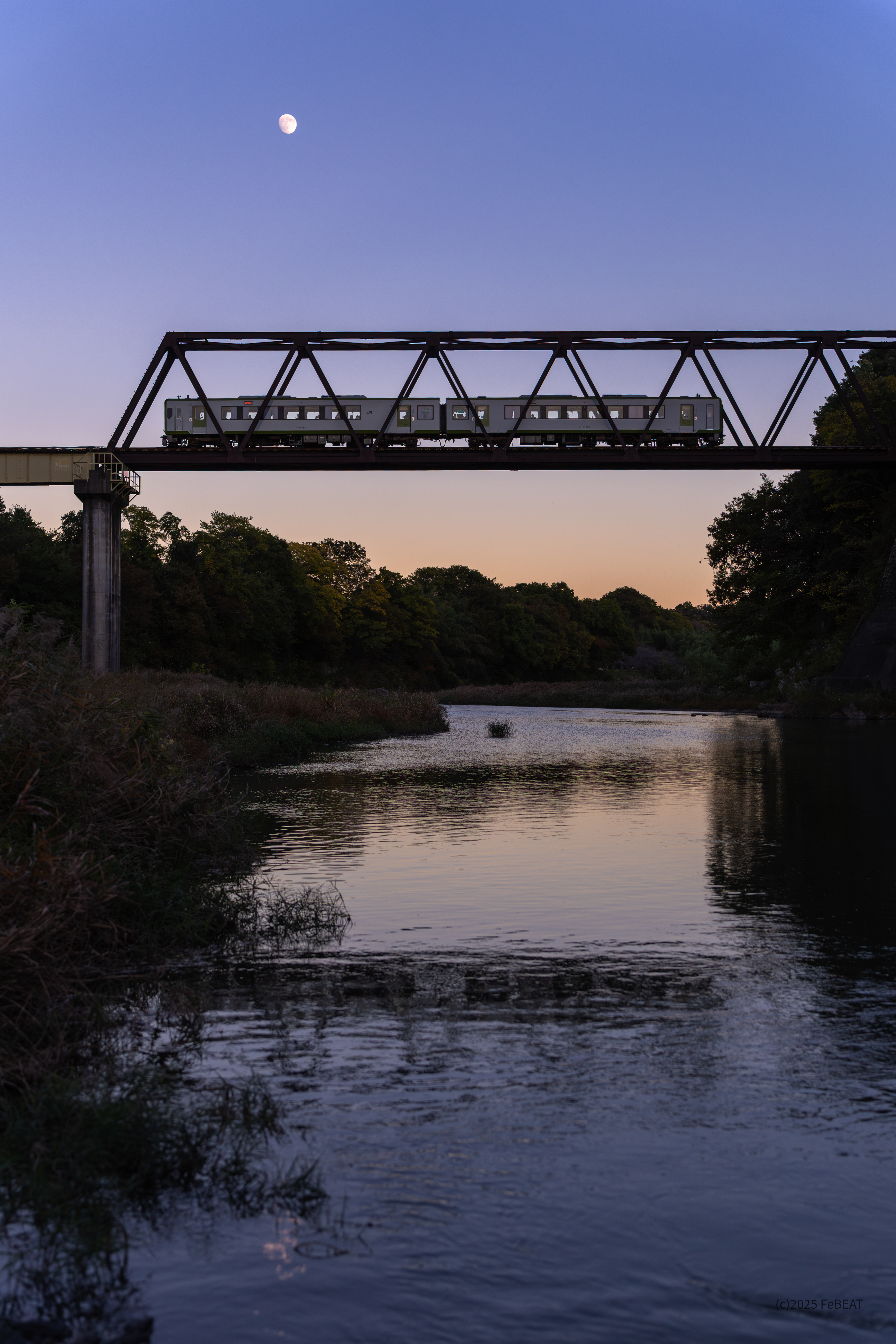 八高線の折原〜寄居に架かる荒川橋梁を走るキハ110系