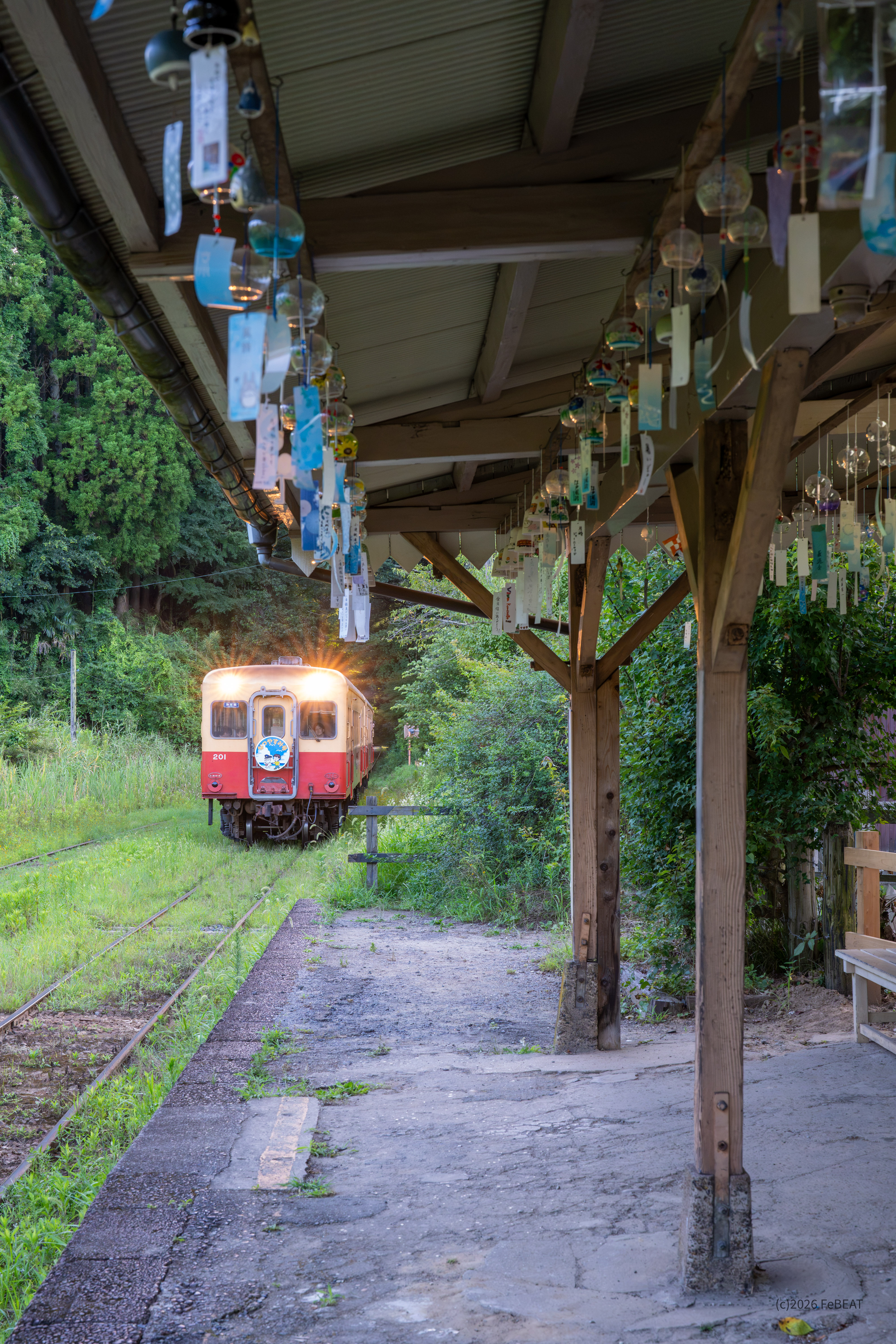 小湊鉄道の月崎駅に停車するキハ200形