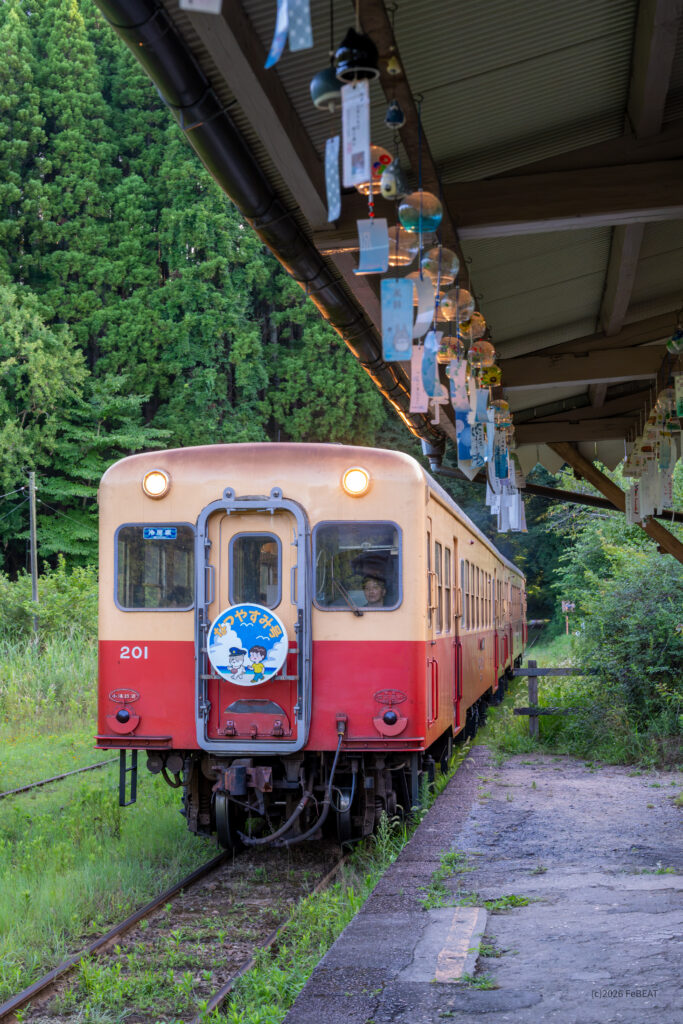 小湊鉄道の月崎駅に停車するキハ200形