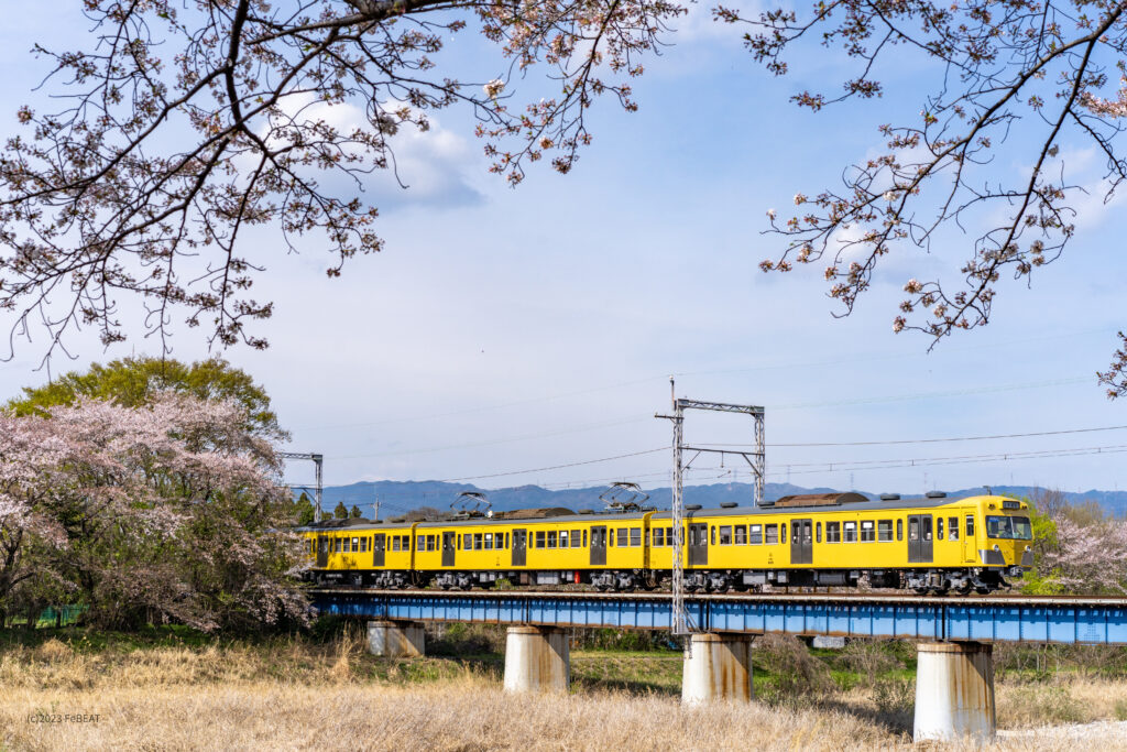 宇賀川を渡り三岐鉄道三岐線を三里から大安へと走る801系