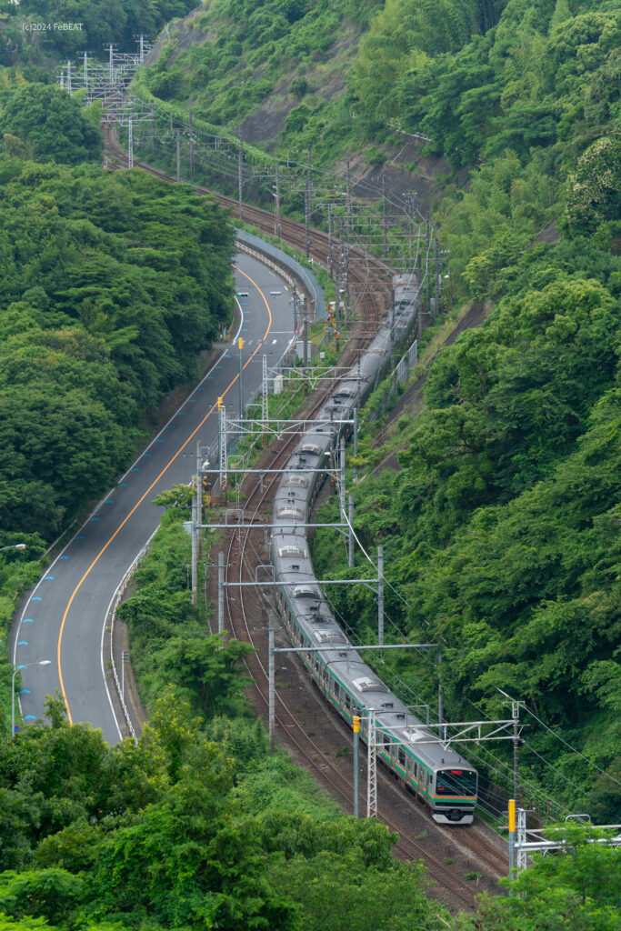 東海道本線を真鶴から根府川へと走るE231系