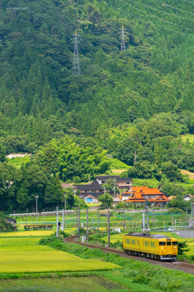 伯備線を根雨から黒坂へと走る115系